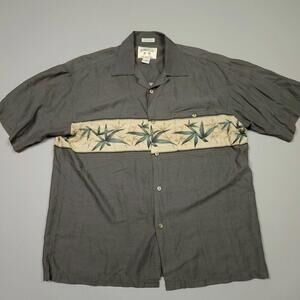 Bamboo Cay Bamboo Shoots Stripe Rayon Button Up Hawaiian Shirt Large